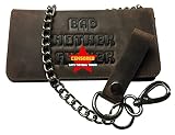 BMF Leather Bifold Biker Wallet with Chain New Tough Raw Brown Leather Version
