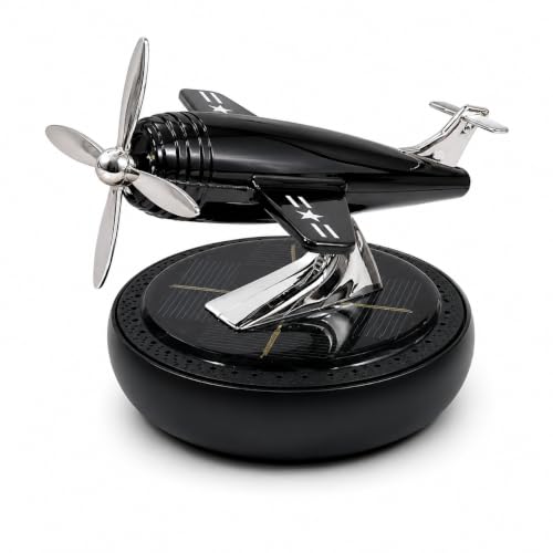 Image of Solar Powered Car Dashboard Perfume Diffuser with 360 Rotating Aeroplane Glider 2026, Plant-Based Organic Fragrance | Imported Airplane Design | Air Freshener & Interior Decoration | Black