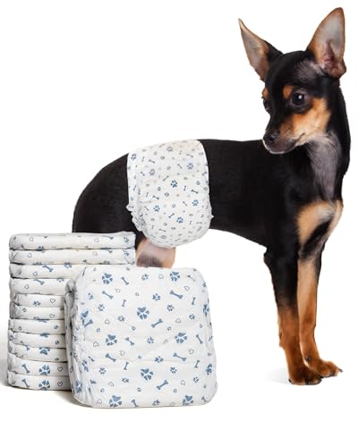 Image of Dog Diapers Male Wraps, Disposable Male Dog Diaper, Super Soft Absorbent Doggie Diapers for Boy Dogs with Incontinence Marking or Excitable Urination(XS, 20)