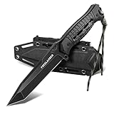 Freelander Tanto Fixed Blade Knife - Full Tang Camping Knife with Sheath, Survival Knives with Ergonomic Handle for Bushcraft & Outdoor Adventures, Gifts for Men
