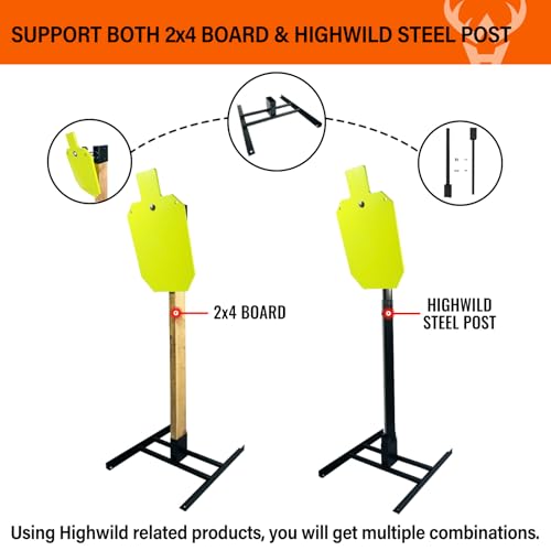Image of Highwild 2x4 Target Stand Base for AR500 Steel Shooting Targets - Double T-Shaped Base for Shooting Range Outdoor