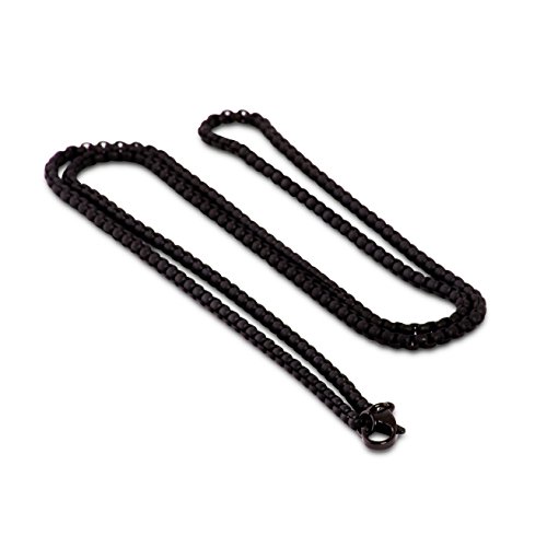 Akitsune Baca Halsketting | 3 mm Breed | Ketting Vrouwen Mannen Box Rolo Roestvrij Staal Carabiner Minimalistische Mannen Halsketting, Roestvrij staal, Geen steen