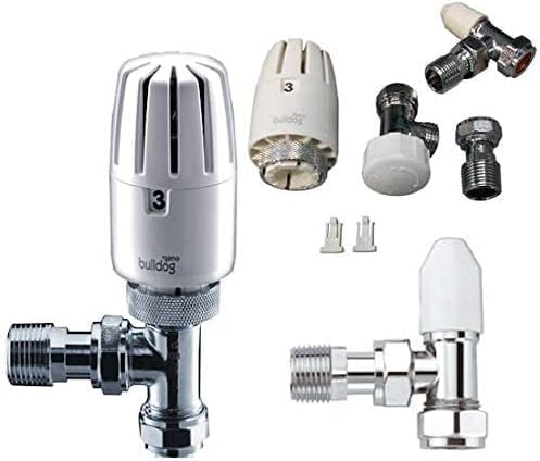 Pegler Bulldog GEN2 15mm Angled TRV Thermostatic Radiator Valve Lockshield Pack, White - Image 3