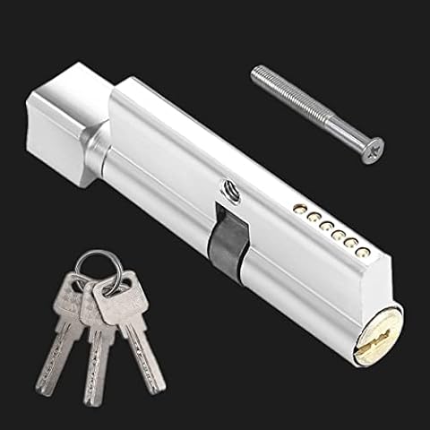 35/35 Euro Cylinder Lock (70mm), Cylinder Lock with Thumbturn Door Lock Barrel with 3 Keys, Anti-Drill and Anti-Pick Barrel Profile Lock for Home Hotel Shop Wooden Doors Composite Doors (Sliver) Cover
