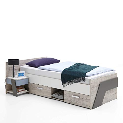 FMD furniture Tagesbett, Spanplatte, Sandeiche/Weiß/Lava, Einzel