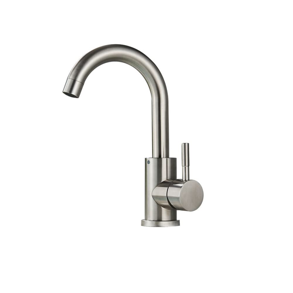 Robinet de lavabo noir moderne mitigeur de salle de bains en acier inoxydable rotatif