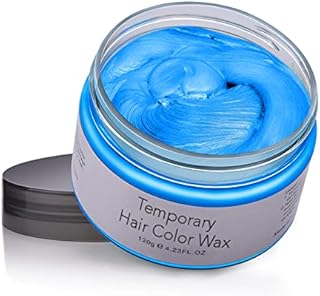 Hair Colour Wax, 120g Temporary Coloured Hair Paint Wax, Easy Washable Colour Change Hair Dye for Kids,Women,Men(Blue)