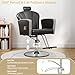 KIGOTY Salon Chair for Hair Stylist, Reclining Salon Chair with Hydraulic Pump,360 Degree Swivel Hair Stylist Chairs with Footrest and Adjustable Headrest for Barbershop (Black-Silver)