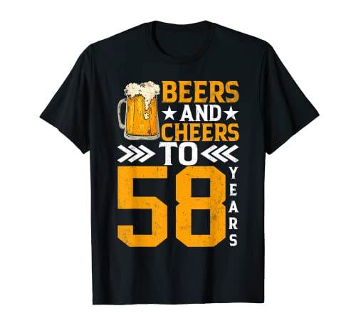 Taza de cerveza con 58 cumpleaños y saludos a 58 años Camiseta
