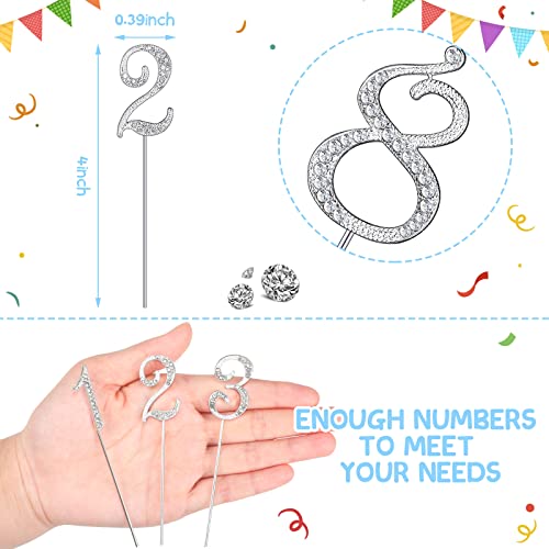 Numbers 0-9 Cake Topper Mini Diamond Gems Birthday Cake Toppers Bling Rhinestone Cake Topper Birthday Party Decoration For Wedding Anniversary Birthday Cake Decorations Keepsake, Set Of 10(Silver) #TOP1