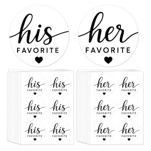 His Her Favorite Wedding Stickers: 60 His and 60 Her Wedding Favor Seals