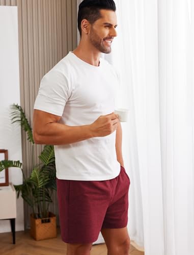 Image of Deyeek 5.5 Inch Mens Pajama Shorts Sleep Cotton Lounge PJ Lightweight Elastic Waist Drawstring Nightwear Bottom with Pockets