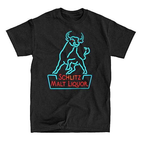 T-shirt Schlitz Malt Liquor Neon Black streetwear vintage en coton noir