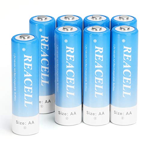 REACELL Rechargeable Battery AA 2800mAh High Capacity Ni-MH Batteries, 8 Pack 1.2V AA Batteries with Storage Cases