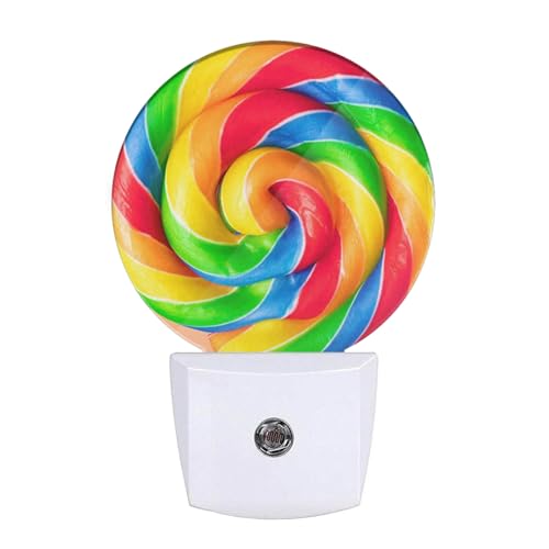 Image of EKOBLA Lollipop Candy Night Light, Colorful Swirl Plug-in Night Lights with Dusk-to-Dawn Sensor for Women Girls Boys Gift, 0.5W Sleep Friendly for Bedroom Bathroom