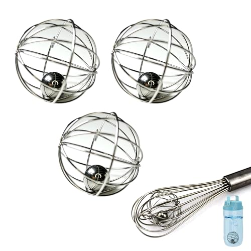 SNAIL GARDEN 3 x Shaker-Ball, 304 Edelstahl, Schneebesen, Protein-Mischball für Proteinflasche, Integrierter Ball für Eierschlägel, Rührball
