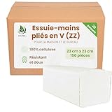 Compatibles avec la plupart des distributeurs: Conçues pour s’adapter à la majorité des distributeurs muraux standards, ces serviettes ZZ facilitent le maintien de l’hygiène dans les cuisines, bureaux, restaurants et sanitaires. Un format pratique de 23 x 23 cm pour chaque utilisation.