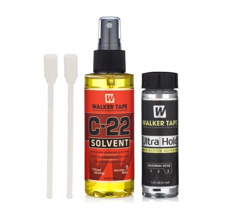 Ultra Hold Hair System 1.4oz Brush-On, 4oz C22 Citrus Solvent Wig Remover 2 Sponge Applicators (4 Item Kit)