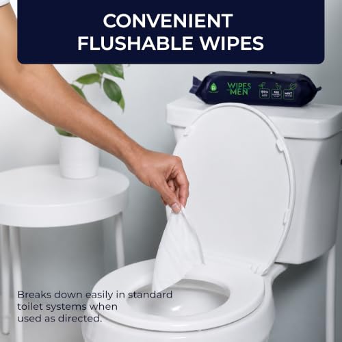 Image of Pursonic Wipes for Men with Scented Soft Mint, Aloe Vera & Vitamin E - Flushable Plant-Based & Alcohol-Free Body & Toilet Wipes for Travel, Gym & Bathroom Use - Extra Large Resealable Pack - 1200 Pcs