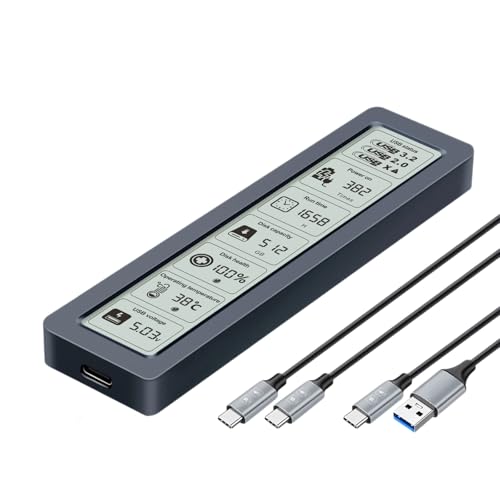 Carcasa USB C 10 GB/S HDDS con monitor de salud de temperatura, instalación sin herramientas, carcasa de aluminio ABS para PC, dispositivos móviles de juegos, SSD con división de calor