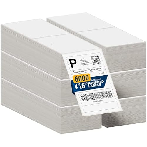 Direct Thermal Labels - 4x6 Fanfold Shipping Labels (6000) for USPS, FedEx, UPS