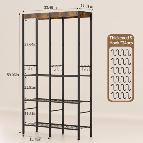 Pot-Rack-5-Tier-Pot-and-Pan-Organizer-with-Hanging-Rod-Holds-Cast-Iron-Large-Pots--Kitchen-Pot-and-Pan-Rack-with-Vintage-Wood-Heavy-Duty-Metal-Storage-Shelf-for-Kitchen-Storage-Organization
