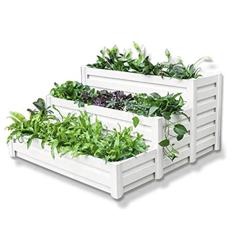 HEGEMONE Co. Tiered Raised Elevated Garden Bed Planter Box | for Organic Herbs, Vegetables, Plants, Flowers | Outdoor Planters Kit Stand | Screwless Easy to Assemble | Heavy-Duty Non-Toxic (Aluminum)