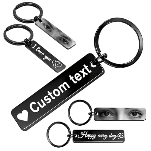 Custom Double Side Keychain, Personalized Engraved Name/Text Key Chain, Customized Keychains Gift for Boyfriend (Eye keychain)