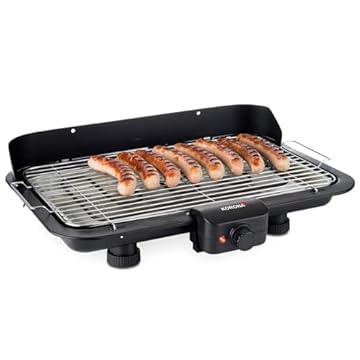 Korona 46117 Barbecue elettrico da tavolo con superficie barbecue XXL (51 x 30 cm) | 2200 Watt | elemento riscaldante rimovibile | interruttore di sicurezza | regolazione continua della temperatura