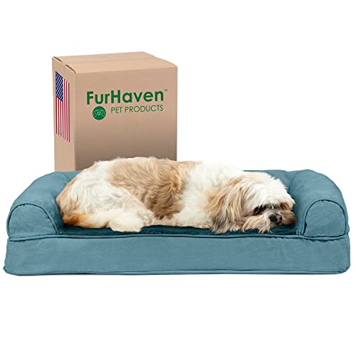 Furhaven Cooling Gel Dog Bed for Medium/Small Dogs w/ Removable Bolsters & Washable Cover, For Dogs...