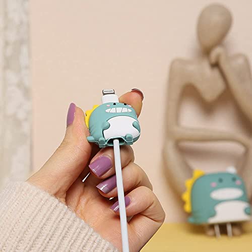 Image of Best HUB Cartoon 3D Design Protective Case Compatible with (Only Samsung Galaxy 25W) USB-C Power Adapter Charger, Cute Cartoon Type C Data Cable Case for Samsung (Green Dino)