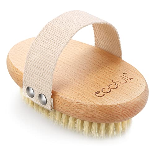 SURDOCA Dry Brushing Body Brush, Physical Exfoliating Scrubber, Lymphatic Drainage Massager Brush, Cellulite Remover Brushes, Bath Brush for Shower, Natural Beech Wood, 100% Boar Bristles (Oval Type)