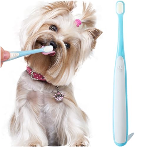 Image of Small Dog Toothbrush, Cat & Puppy Tooth Brushing Kit, Ultra Soft & Mini Head Teeth Brush for Kitten & Tiny Pet 1 PCS, Blue
