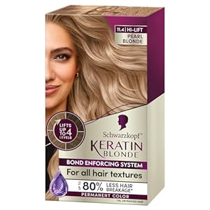 Schwarzkopf Keratin Blonde Hair Dye Pearl Blonde 11.4, Hi-Lift Permanent Color, 1 Application – Hair Color Enriched with Keratin, Lightens up to 4 Levels and Protects Hair from Breakage*