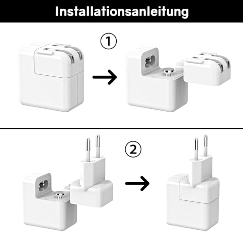 EU-stekkeradapter wit voor Apple MacBook iPad oplader, compatibel met USB-C, MagSafe 2 & 3, hittebestendig ABS - Afbeelding 4
