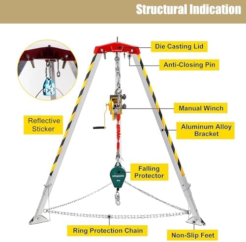 Heavy-Duty Rescue Tripod, Fire Rescue Equipment, Lifesaving Tripod for Safety, Industrial Use, Firefighting Tripod for Elevation and Recovery