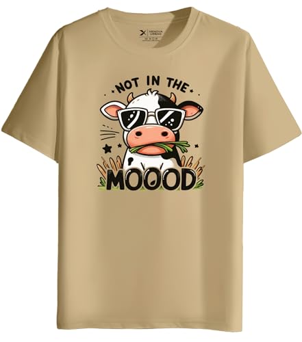 Image of XENOVAURBAN Men's Regular Fit Printed Round Neck Cotton T-Shirt | Graphic Printed Casual Wear Unisex Fit XS to 3XL Tshirt RN-MOOOD