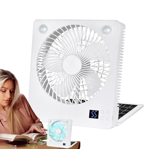 Genérico Ventiladores Solares Para Exteriores,Ventilador Portátil Con Linterna Para Camping Solar - Plegable Recargable 3 Velocidades Con Luz LED Para Tienda, Pesca Y Supervivencia