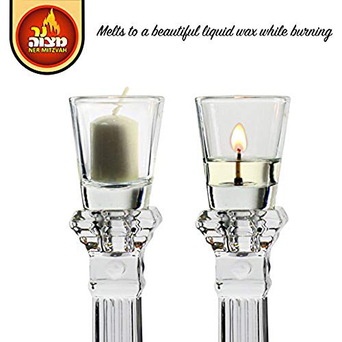 image for Ner Mitzvah Neironim Glass Shabbos Candle Holders - Premium Quality Cl