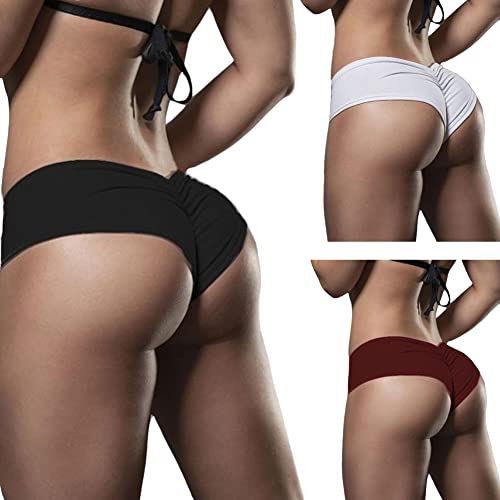 Alingdaundwr Womens Yoga Underwear Sexy Sports Briefs Ruched Butt Lifting Panties Low Waist Hipsters, Large #TOP4