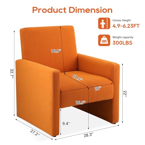 Sillón Plegable Corduroy Naranja miniatura 2