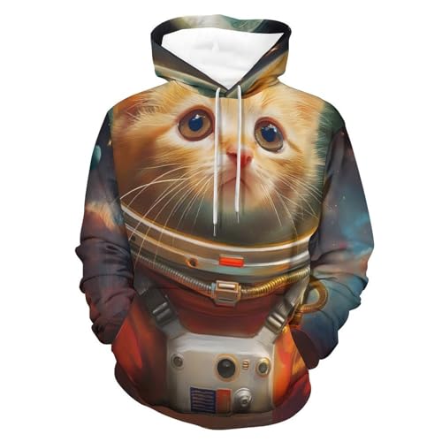 Sweat à capuche chat de l'espace lune étoiles pour homme et femme