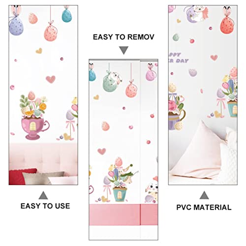 3 Sheets Pink Arts Peel Decoration Room Stick Decal Animal Cling Baby Wallpaper Stickers Easter Kids Wall Mural Egg For Decorations Decor Vinyl Bunny Cartoon Decals Clings Festive #TOP3
