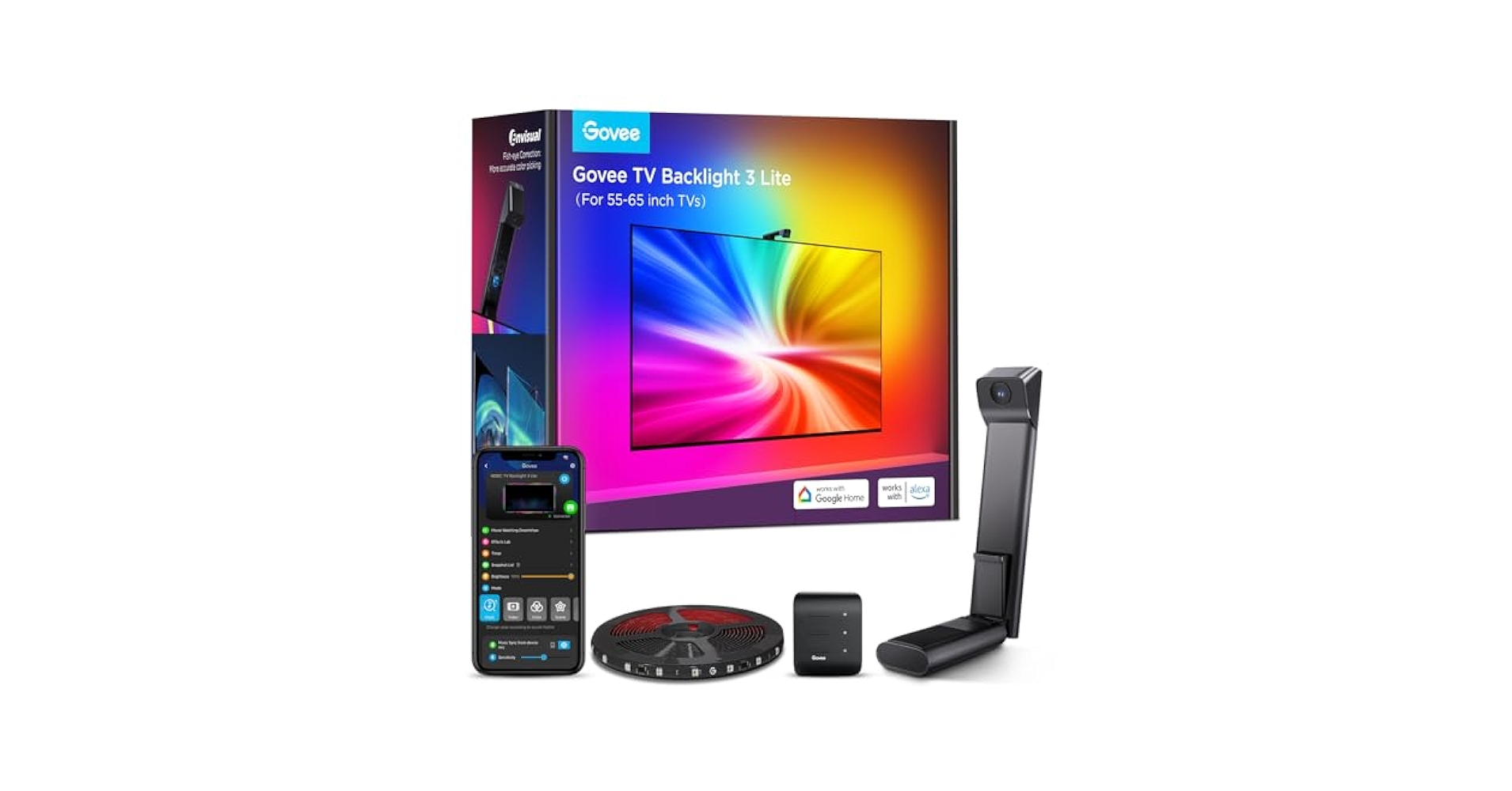 Govee TV バックライト 3 ライト キット (55～65 インチ TV) Amazon.com: Govee TV Backlight 3 Lite Kit, 11.8ft RGBICW Wi