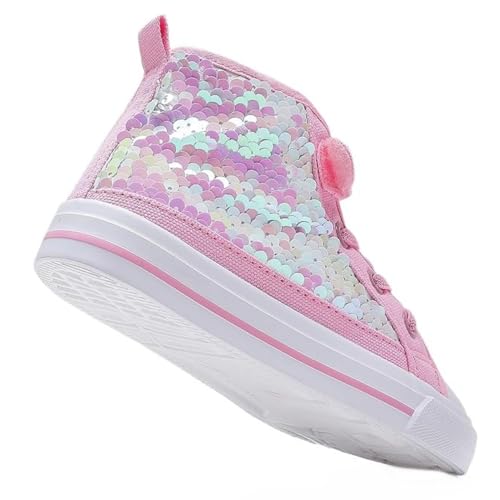 Amtopiyo Toddler Girls High Top Canvas Shoes Kids Sparkle Sequins Casual Sneakers2