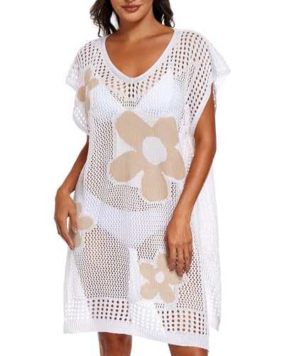 Image of Adisputent Womens Swimsuits Cover Ups Crochet Chiffon Beach Cover Bathing Suit Bikini Wear Coverups Dress