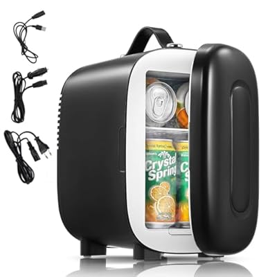 FOHERE Mini Nevera 5 Litros / 6 Latas | USB+CA+CC | Modo silencioso, portátil y compacto | Nevera pequeña para dormitorios, coches, oficinas, cuidado de la piel, viajes (negro) | Ya disponible en tu tienda friki favorita! En mundofriki.es!