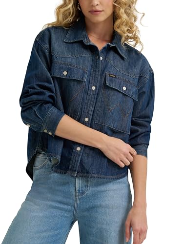 Wrangler Women's Boxy Denim Shirt, Icon, Large