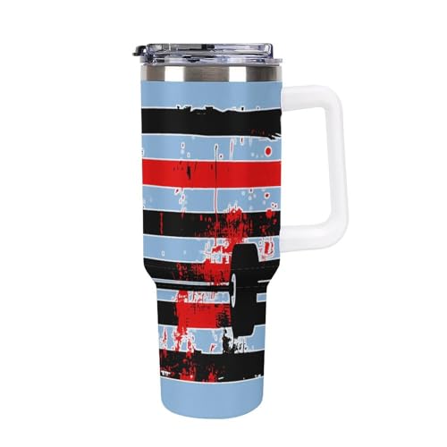 Taza de café y té de 40 onzas con bandera de EE. UU. para fitness y coche