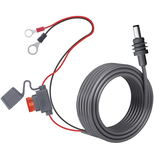 rvicees Starlink Mini Direct Battery Power Cable, 5M/16.4FT, 18AWG DC Power Cable with Fuse Holder for Starlink Mini, 12V-48V Input, Battery Ring Terminals for RV, Boat, Off-Grid Solar (5M)